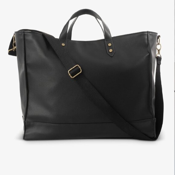 Thirty One Vegan Leather Square Tote Bag Black NWT - Picture 1 of 14